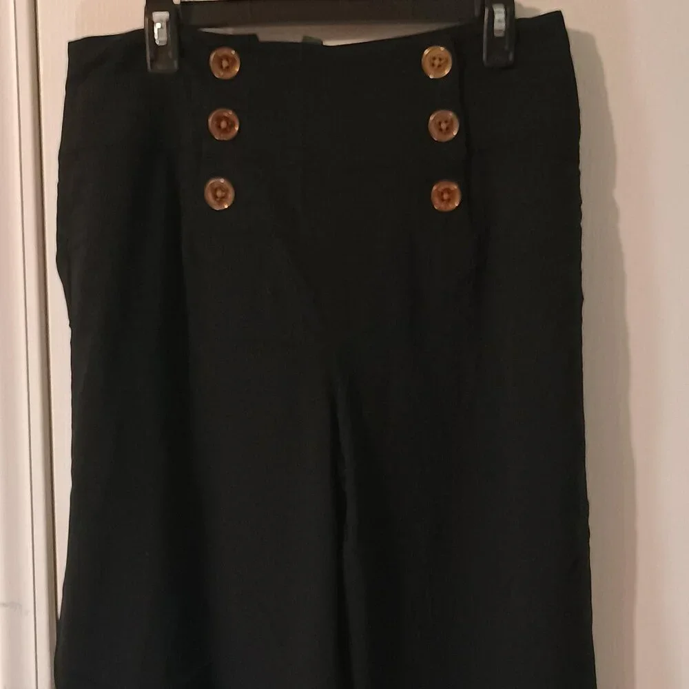 Lauren Ralph Lauren/Sailor Dress Pants/Women 12/Black/High Waist Wide Leg - Picture 2 of 7